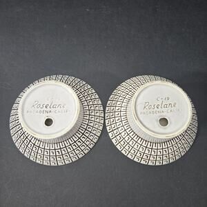 Vintage Roselane Pottery Pair Of Saucer Candle Holders Mid-Century Modern RARE!